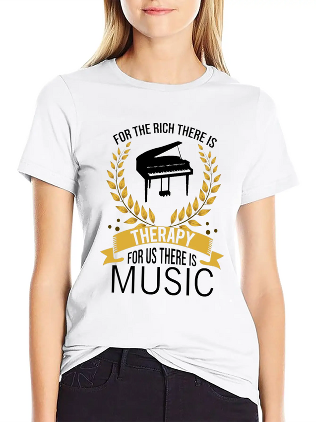 Piano Rich Therapy Painist Keyboard Music Gift Lightweight Cotton T-Shirt – Daily Comfort Graphic Shirt