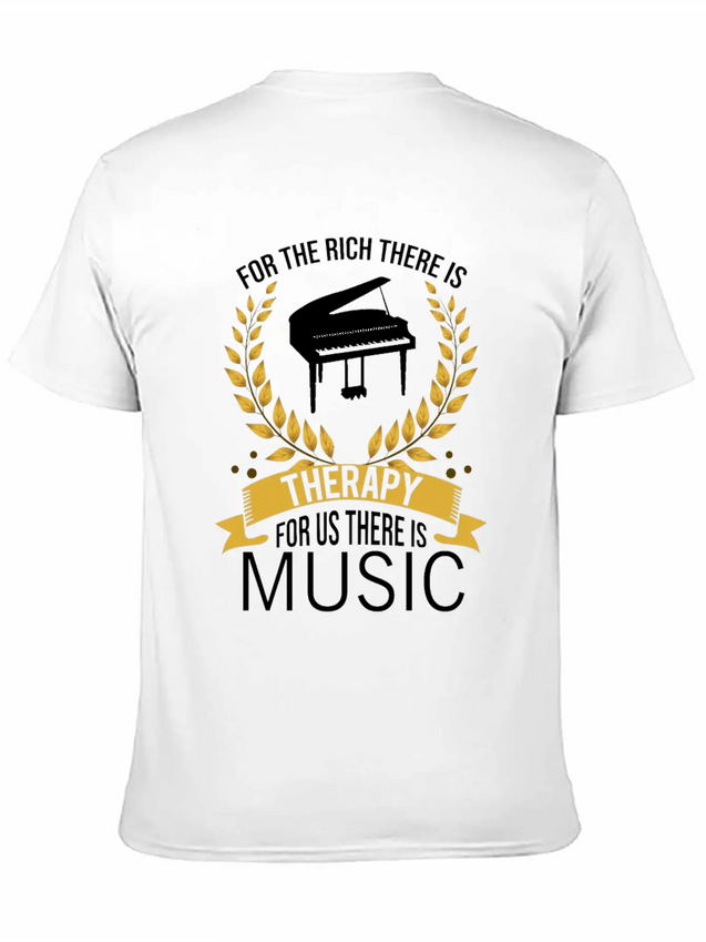 Piano Rich Therapy Painist Keyboard Music Gift Lightweight Cotton T-Shirt – Daily Comfort Graphic Shirt