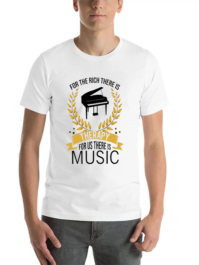 Piano Rich Therapy Painist Keyboard Music Gift Lightweight Cotton T-Shirt – Daily Comfort Graphic Shirt