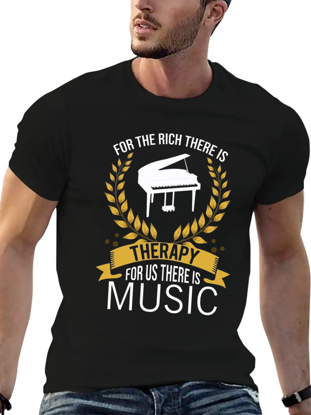 Piano Rich Therapy Painist Keyboard Music Gift Lightweight Cotton T-Shirt – Daily Comfort Graphic Shirt