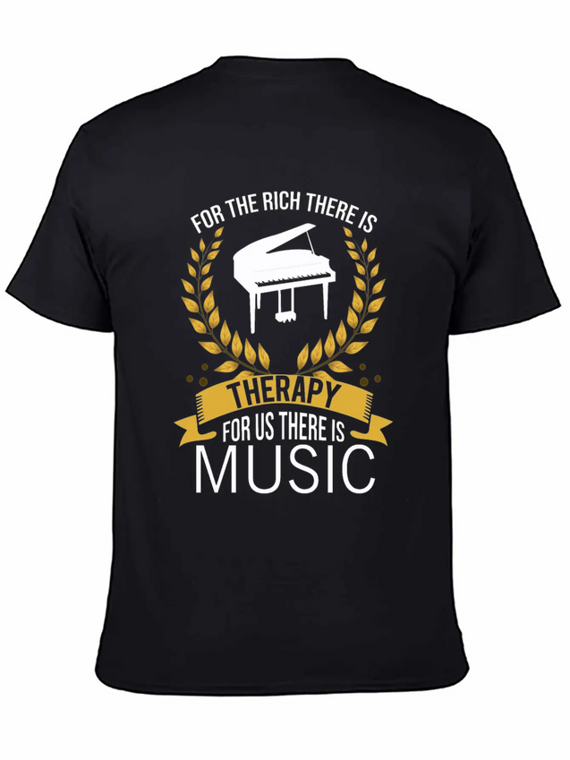 Piano Rich Therapy Painist Keyboard Music Gift Lightweight Cotton T-Shirt – Daily Comfort Graphic Shirt