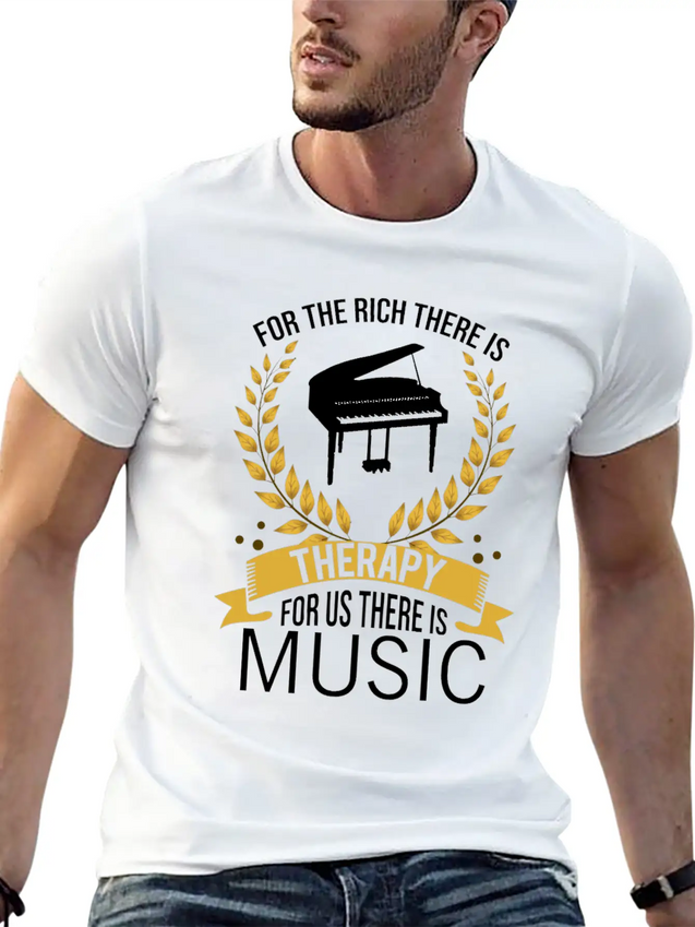 Piano Rich Therapy Painist Keyboard Music Gift Lightweight Cotton T-Shirt – Daily Comfort Graphic Shirt