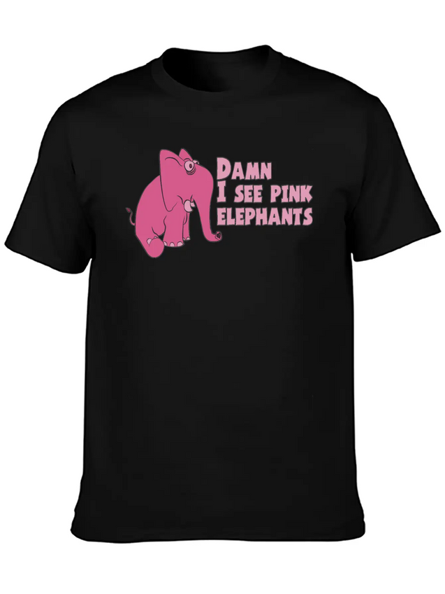 Pink Elephant Lightweight Cotton T-Shirt – Daily Comfort Graphic Shirt