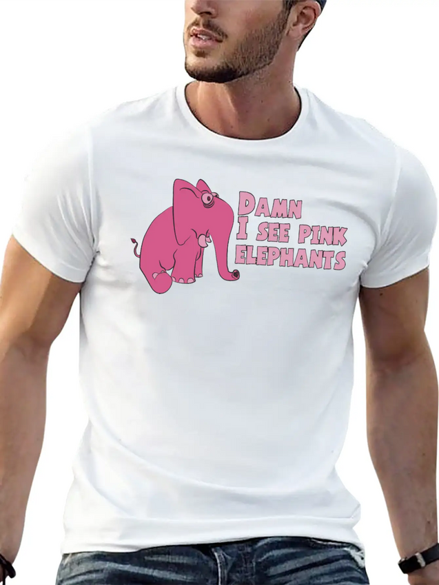 Pink Elephant Lightweight Cotton T-Shirt – Daily Comfort Graphic Shirt