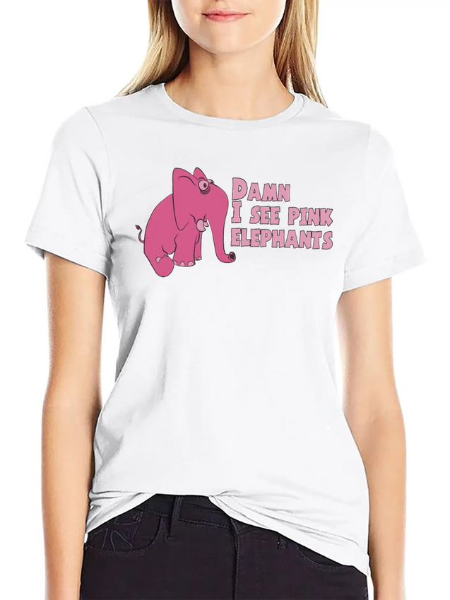 Pink Elephant Lightweight Cotton T-Shirt – Daily Comfort Graphic Shirt