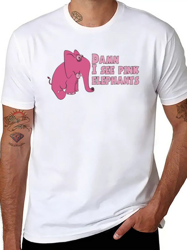 Pink Elephant Lightweight Cotton T-Shirt – Daily Comfort Graphic Shirt