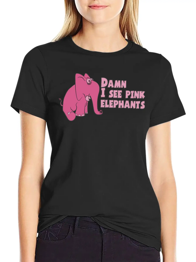 Pink Elephant Lightweight Cotton T-Shirt – Daily Comfort Graphic Shirt