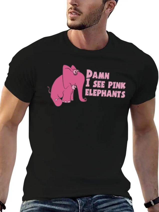 Pink Elephant Lightweight Cotton T-Shirt – Daily Comfort Graphic Shirt