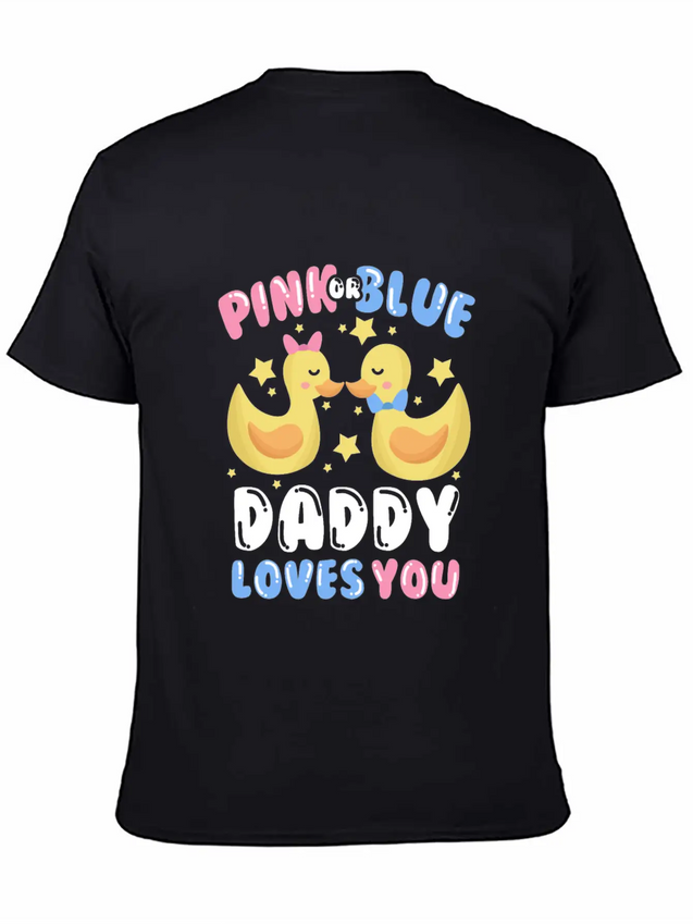 Pink Or Blue Daddy Loves You Gender Reveal Lightweight Cotton T-Shirt – Daily Comfort Graphic Shirt