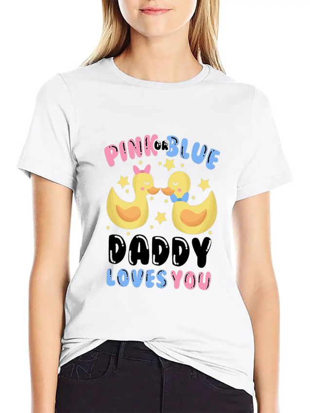 Pink Or Blue Daddy Loves You Gender Reveal Lightweight Cotton T-Shirt – Daily Comfort Graphic Shirt