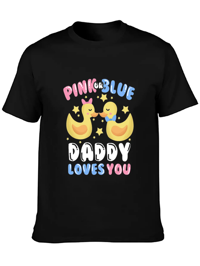 Pink Or Blue Daddy Loves You Gender Reveal Lightweight Cotton T-Shirt – Daily Comfort Graphic Shirt