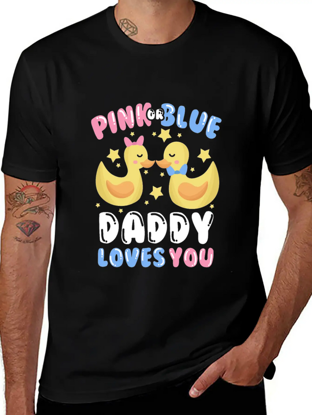 Pink Or Blue Daddy Loves You Gender Reveal Lightweight Cotton T-Shirt – Daily Comfort Graphic Shirt