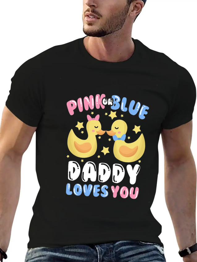 Pink Or Blue Daddy Loves You Gender Reveal Lightweight Cotton T-Shirt – Daily Comfort Graphic Shirt