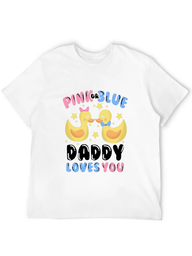 Pink Or Blue Daddy Loves You Gender Reveal Lightweight Cotton T-Shirt – Daily Comfort Graphic Shirt