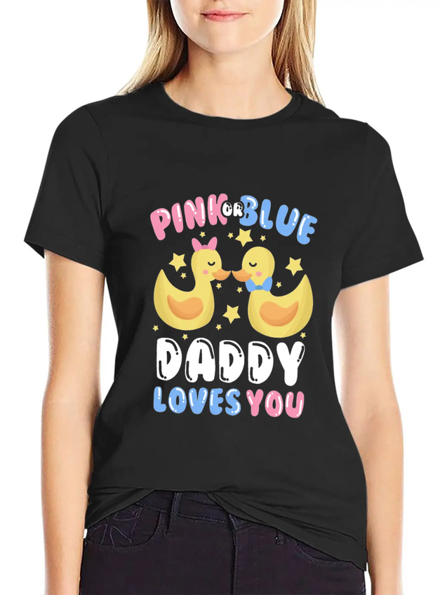 Pink Or Blue Daddy Loves You Gender Reveal Lightweight Cotton T-Shirt – Daily Comfort Graphic Shirt