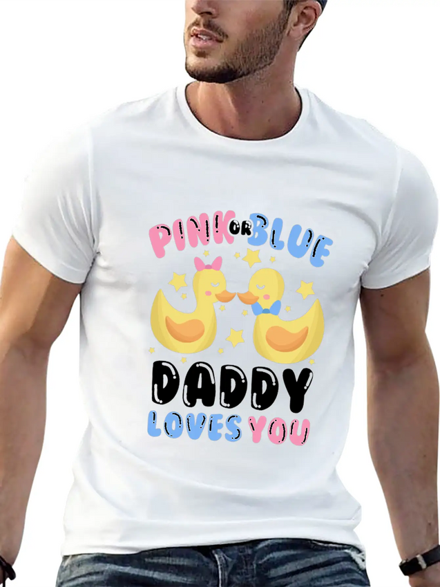 Pink Or Blue Daddy Loves You Gender Reveal Lightweight Cotton T-Shirt – Daily Comfort Graphic Shirt