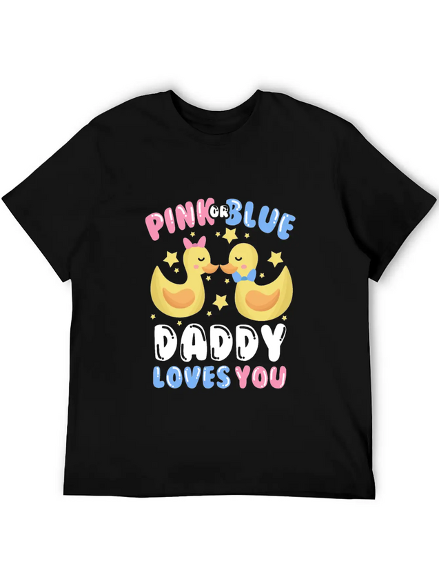 Pink Or Blue Daddy Loves You Gender Reveal Lightweight Cotton T-Shirt – Daily Comfort Graphic Shirt