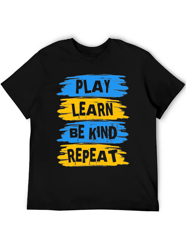 Play Learn Be Kind Repeat Down Syndrome Awareness Lightweight Cotton T-Shirt – Daily Comfort Graphic Shirt