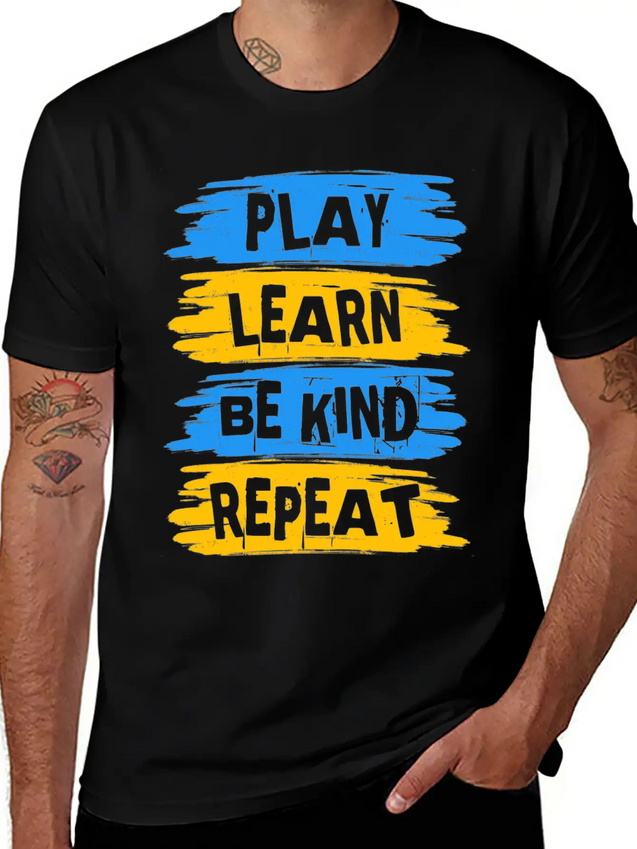 Play Learn Be Kind Repeat Down Syndrome Awareness Lightweight Cotton T-Shirt – Daily Comfort Graphic Shirt