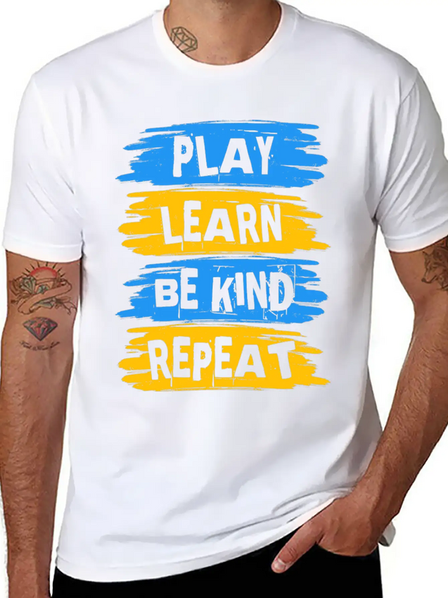 Play Learn Be Kind Repeat Down Syndrome Awareness Lightweight Cotton T-Shirt – Daily Comfort Graphic Shirt