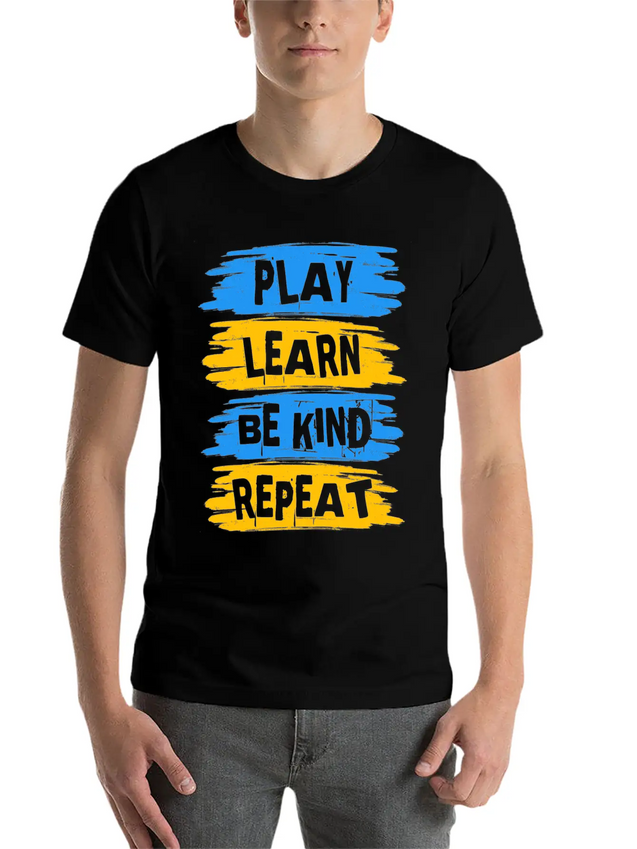 Play Learn Be Kind Repeat Down Syndrome Awareness Lightweight Cotton T-Shirt – Daily Comfort Graphic Shirt