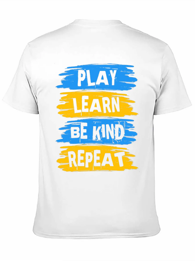 Play Learn Be Kind Repeat Down Syndrome Awareness Lightweight Cotton T-Shirt – Daily Comfort Graphic Shirt