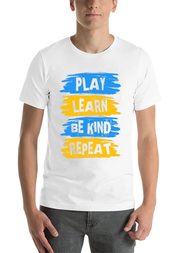 Play Learn Be Kind Repeat Down Syndrome Awareness Lightweight Cotton T-Shirt – Daily Comfort Graphic Shirt
