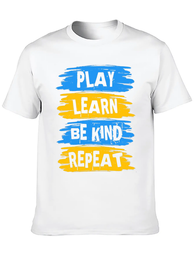 Play Learn Be Kind Repeat Down Syndrome Awareness Lightweight Cotton T-Shirt – Daily Comfort Graphic Shirt