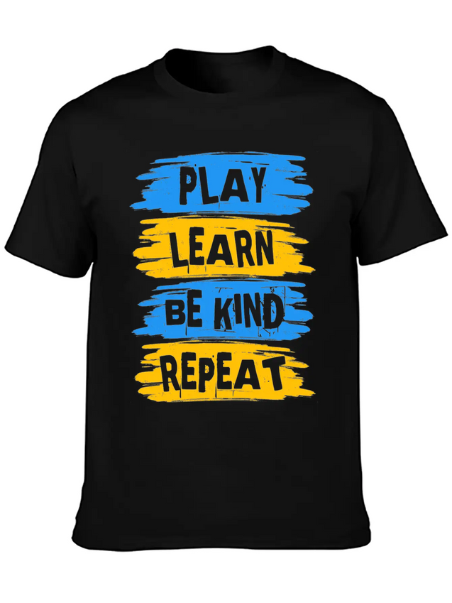 Play Learn Be Kind Repeat Down Syndrome Awareness Lightweight Cotton T-Shirt – Daily Comfort Graphic Shirt