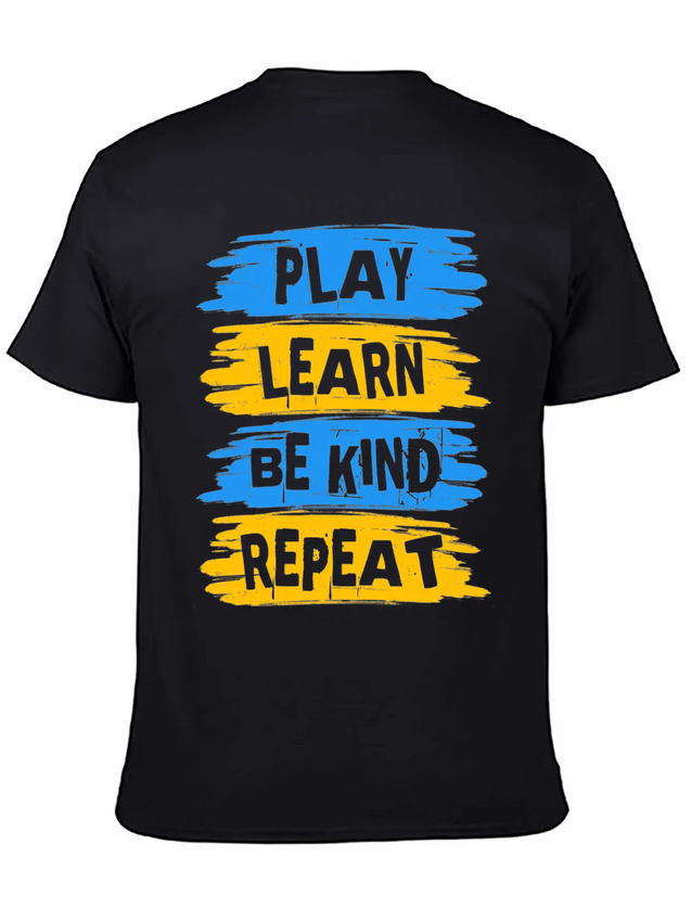 Play Learn Be Kind Repeat Down Syndrome Awareness Lightweight Cotton T-Shirt – Daily Comfort Graphic Shirt