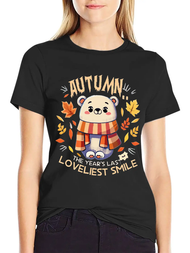 Polar Bear Autumn Season Lightweight Cotton T-Shirt – Daily Comfort Graphic Shirt