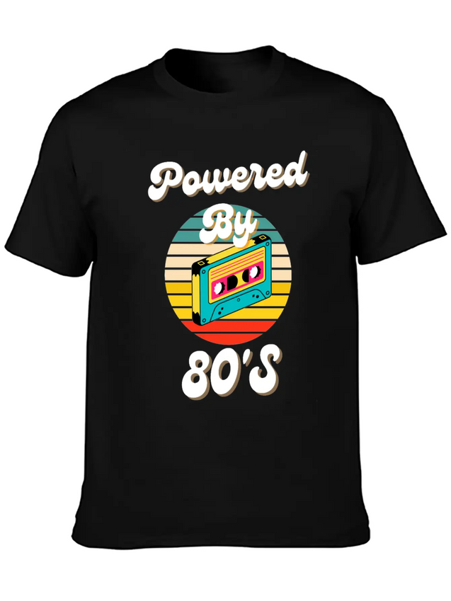 Powered By 80's Music Lightweight Cotton T-Shirt – Daily Comfort Graphic Shirt