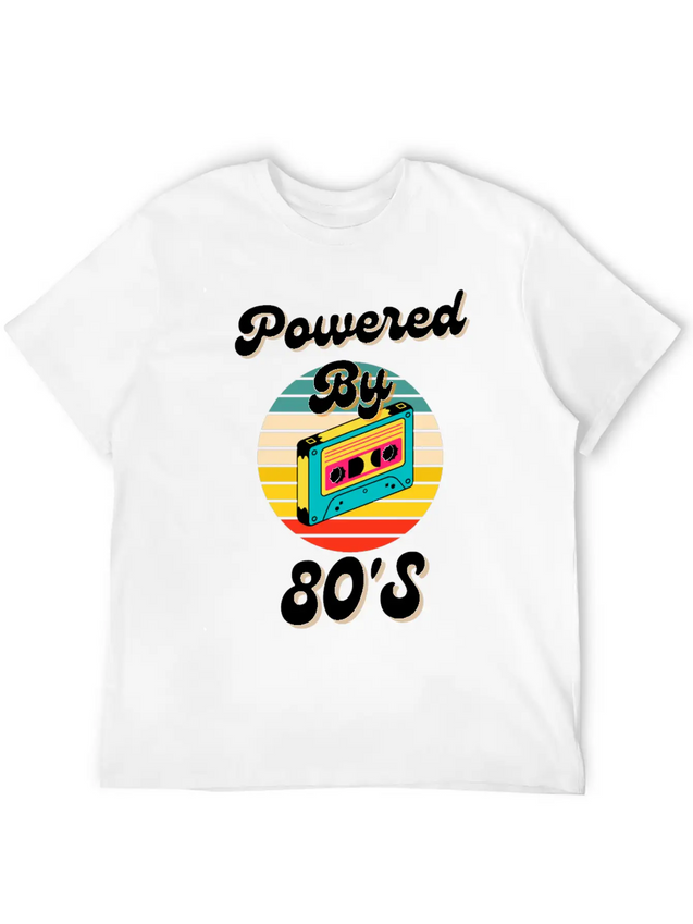 Powered By 80's Music Lightweight Cotton T-Shirt – Daily Comfort Graphic Shirt
