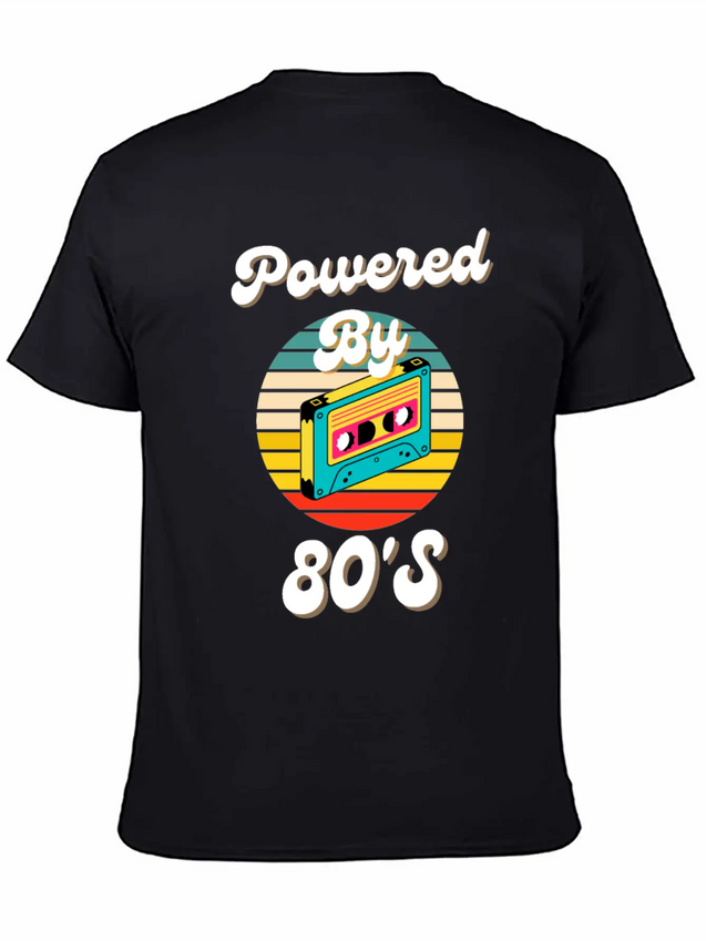 Powered By 80's Music Lightweight Cotton T-Shirt – Daily Comfort Graphic Shirt