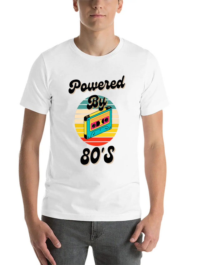 Powered By 80's Music Lightweight Cotton T-Shirt – Daily Comfort Graphic Shirt