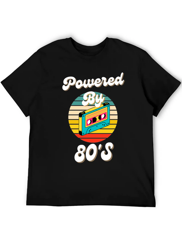 Powered By 80's Music Lightweight Cotton T-Shirt – Daily Comfort Graphic Shirt