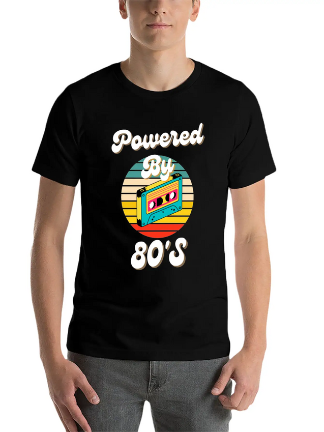 Powered By 80's Music Lightweight Cotton T-Shirt – Daily Comfort Graphic Shirt