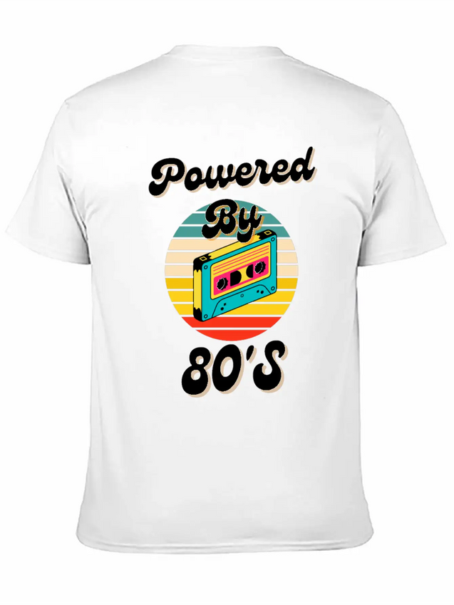 Powered By 80's Music Lightweight Cotton T-Shirt – Daily Comfort Graphic Shirt