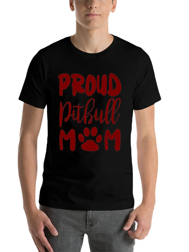 Proud Pitbull Mom Lightweight Cotton T-Shirt – Daily Comfort Graphic Shirt