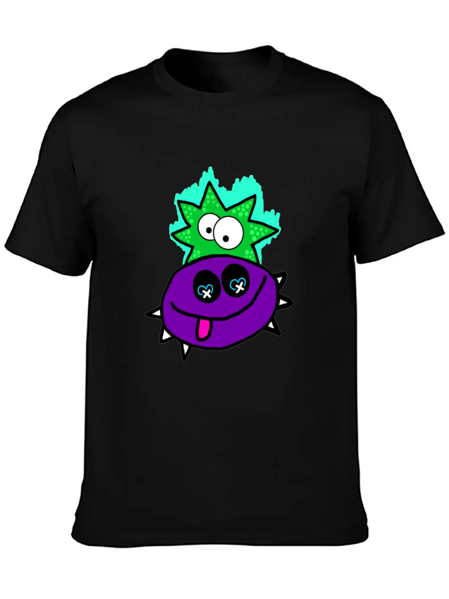 Purple Vibe Star Cartoon Design Lightweight Cotton T-Shirt – Daily Comfort Graphic Shirt