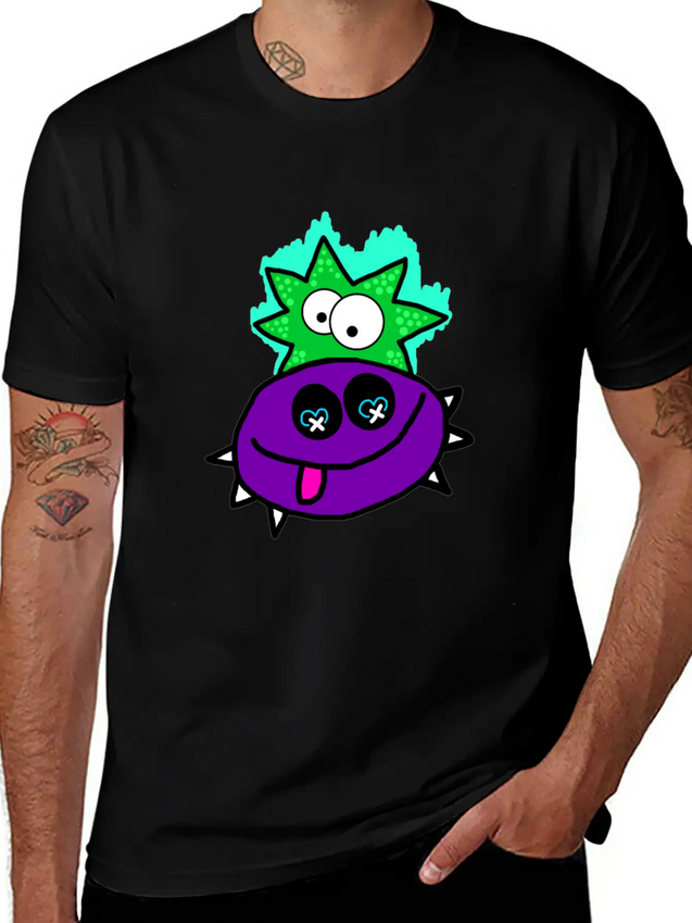 Purple Vibe Star Cartoon Design Lightweight Cotton T-Shirt – Daily Comfort Graphic Shirt