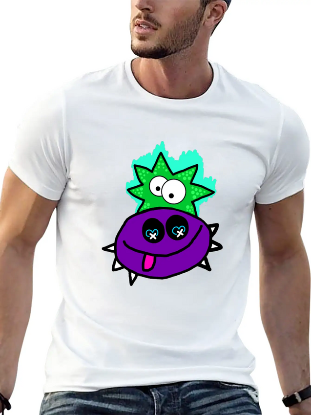 Purple Vibe Star Cartoon Design Lightweight Cotton T-Shirt – Daily Comfort Graphic Shirt