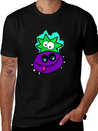 Purple Vibe Star Cartoon Design Lightweight Cotton T-Shirt – Daily Comfort Graphic Shirt