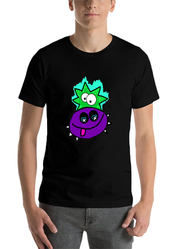 Purple Vibe Star Cartoon Design Lightweight Cotton T-Shirt – Daily Comfort Graphic Shirt