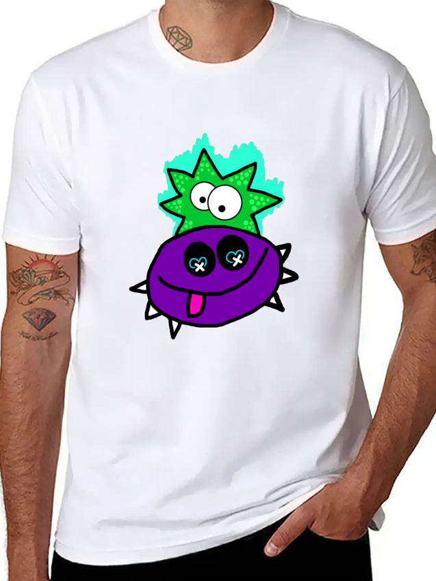 Purple Vibe Star Cartoon Design Lightweight Cotton T-Shirt – Daily Comfort Graphic Shirt
