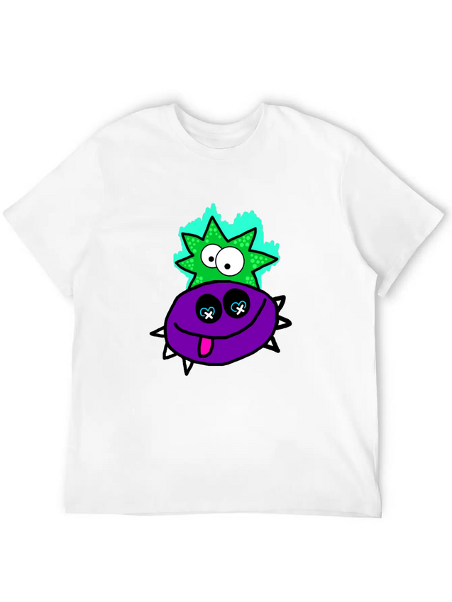 Purple Vibe Star Cartoon Design Lightweight Cotton T-Shirt – Daily Comfort Graphic Shirt