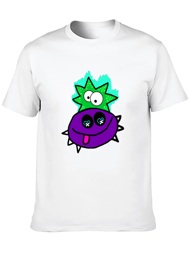 Purple Vibe Star Cartoon Design Lightweight Cotton T-Shirt – Daily Comfort Graphic Shirt