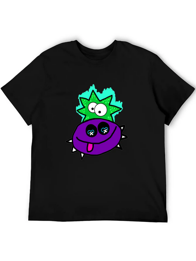 Purple Vibe Star Cartoon Design Lightweight Cotton T-Shirt – Daily Comfort Graphic Shirt