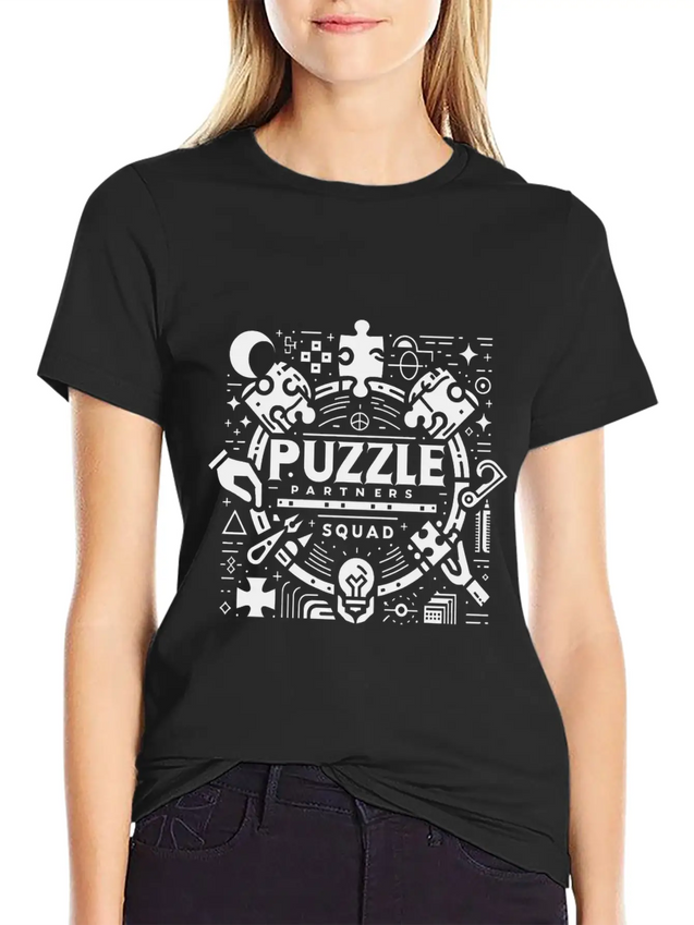 Puzzle Partners Squad 3 Lightweight Cotton T-Shirt – Daily Comfort Graphic Shirt