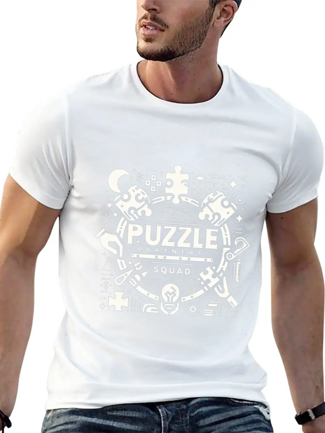 Puzzle Partners Squad 3 Lightweight Cotton T-Shirt – Daily Comfort Graphic Shirt